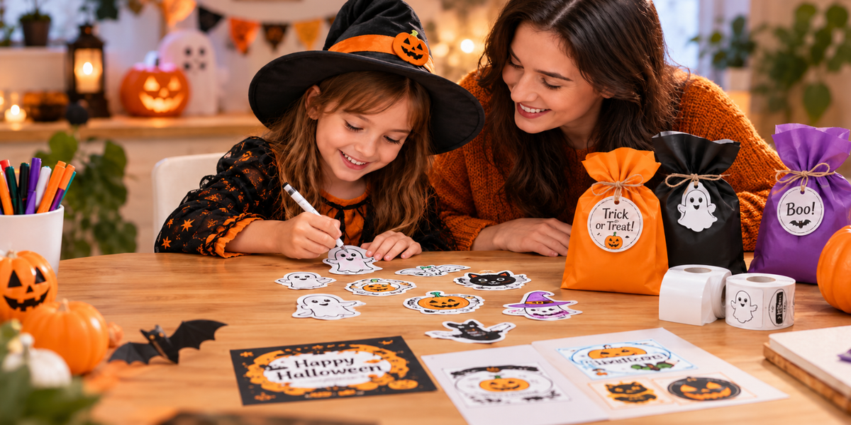 Halloween-DIY-Ideen: Gestalten Sie gruselige Sticker, Partyetiketten und kreative Bastelprojekte selbst