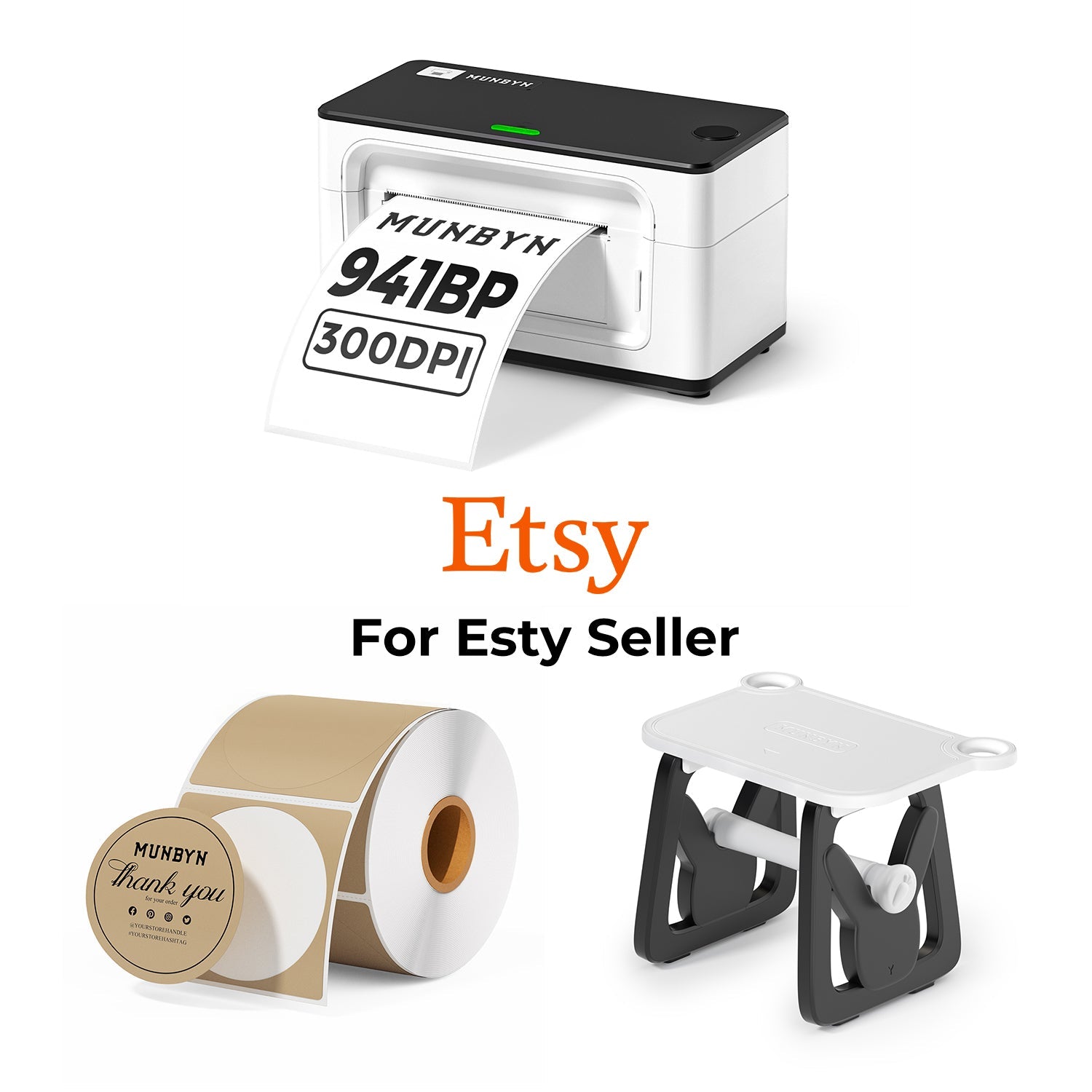MUNBYN RealWriter 941BP 300DPI thermische labelprinter & ronde labels Etsy productlabeling Ultra HD-set