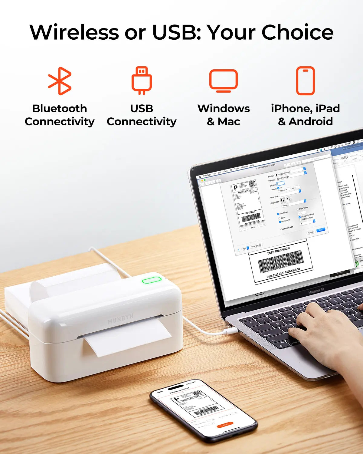 MUNBYN RealWriter 402B Bluetooth Etikettendrucker Thermodrucker Sets