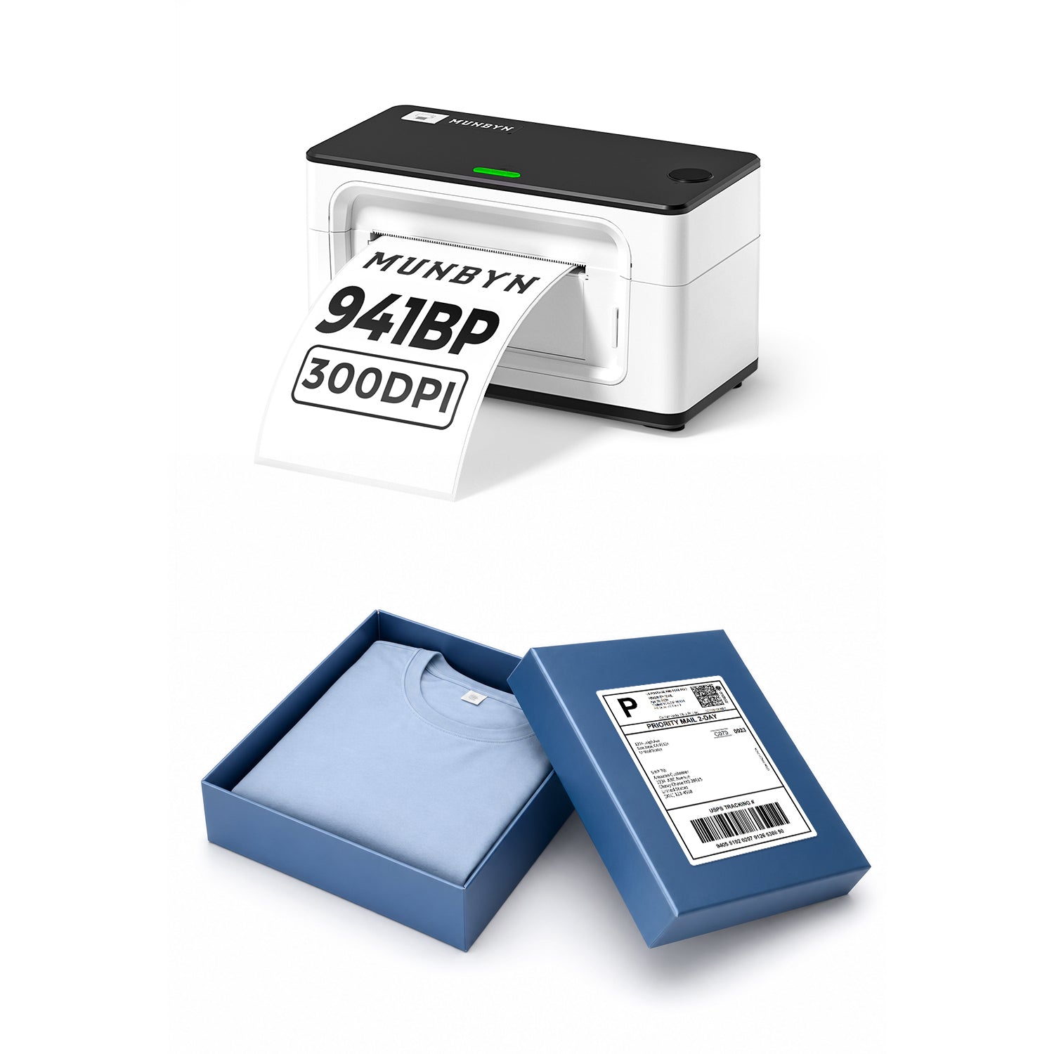 MUNBYN RealWriter 941BP 300DPI Bluetooth Drucker & 4x6 Etiketten Kleidung Versand Profi Set