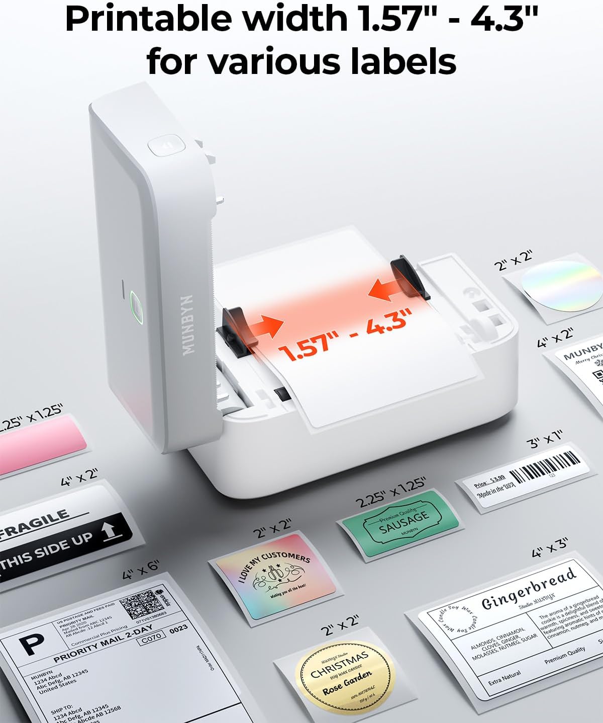 MUNBYN 403B Bluetooth Etikettendrucker, Labeldrucker Thermodrucker