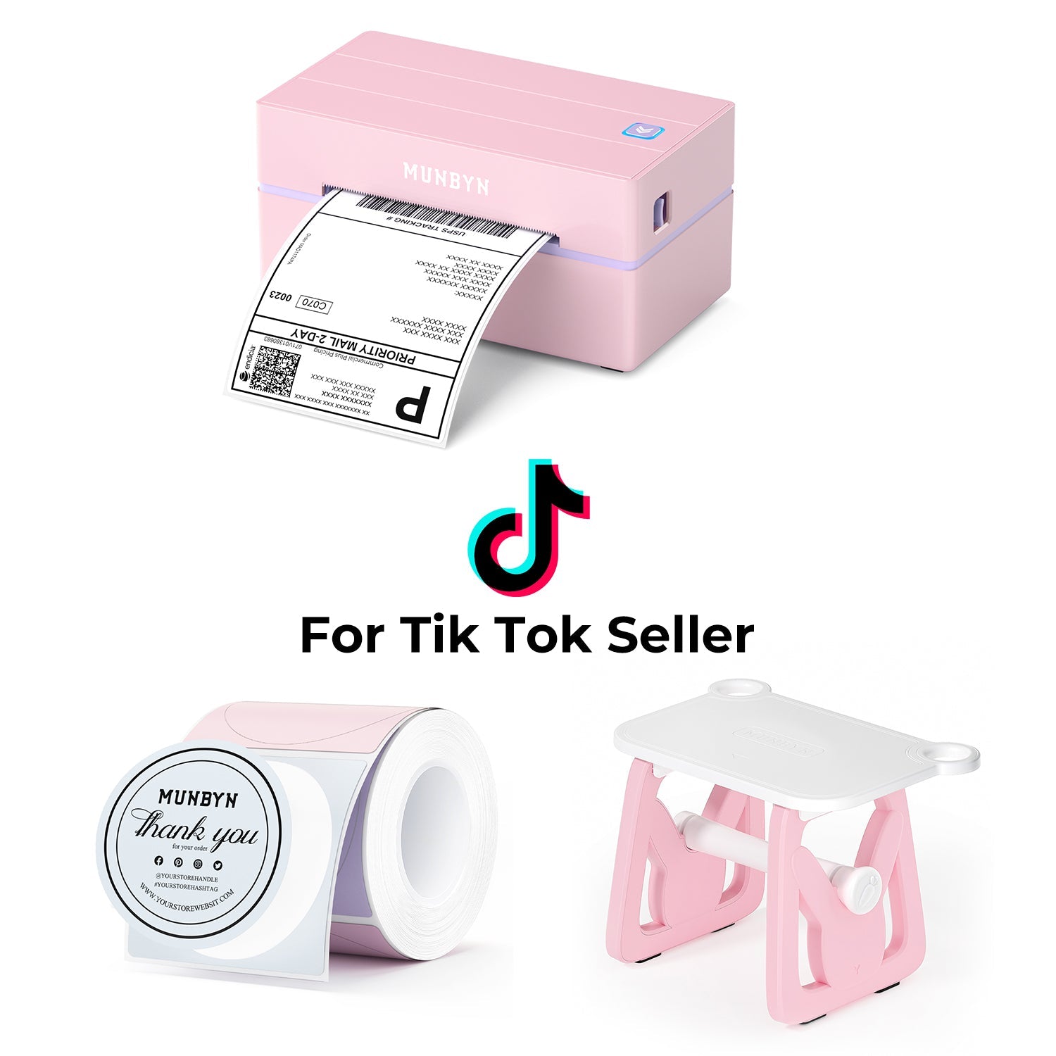 MUNBYN 130B impresora Bluetooth & etiquetas Morandi TikTok embalaje & branding set clasico