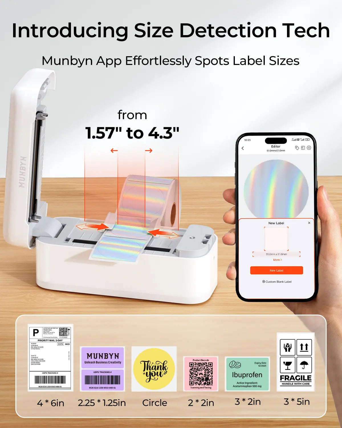MUNBYN RealWriter 402B Bluetooth Etikettendrucker Thermodrucker Sets