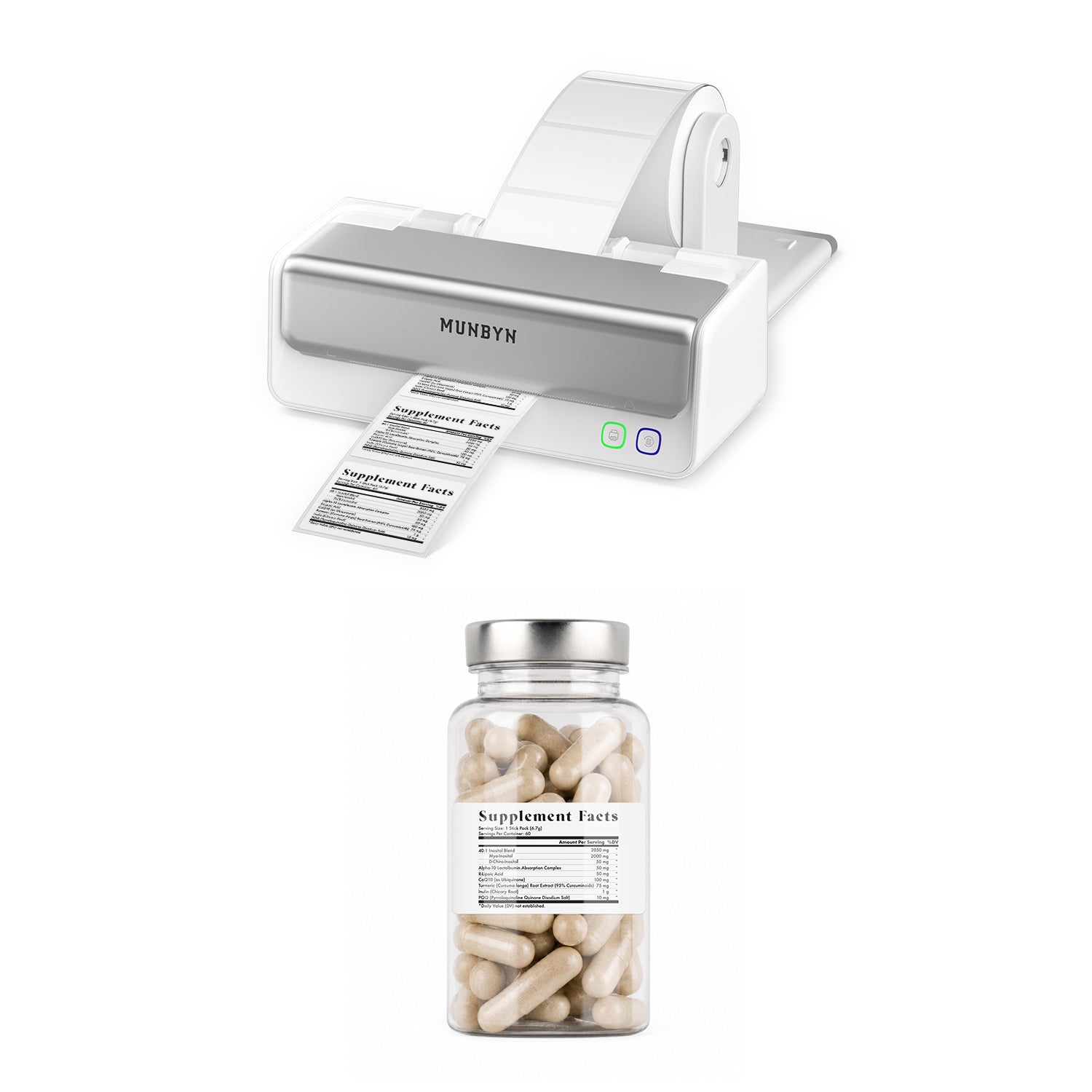 MUNBYN RealWriter 405B Bluetooth Drucker & Rechteck Etiketten Supplement Profi Set