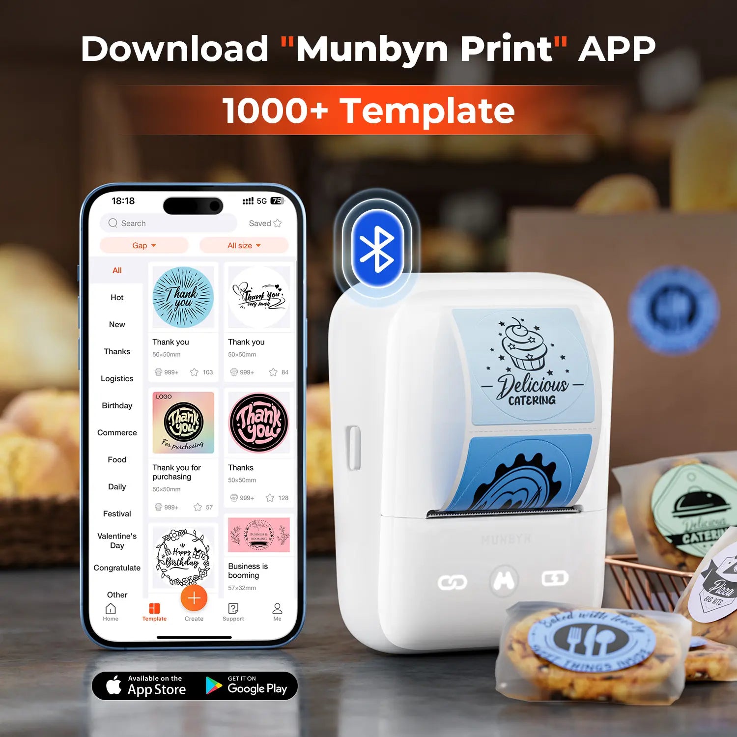 Munbyn Bluetooth tragbarer Thermodrucker FM226
