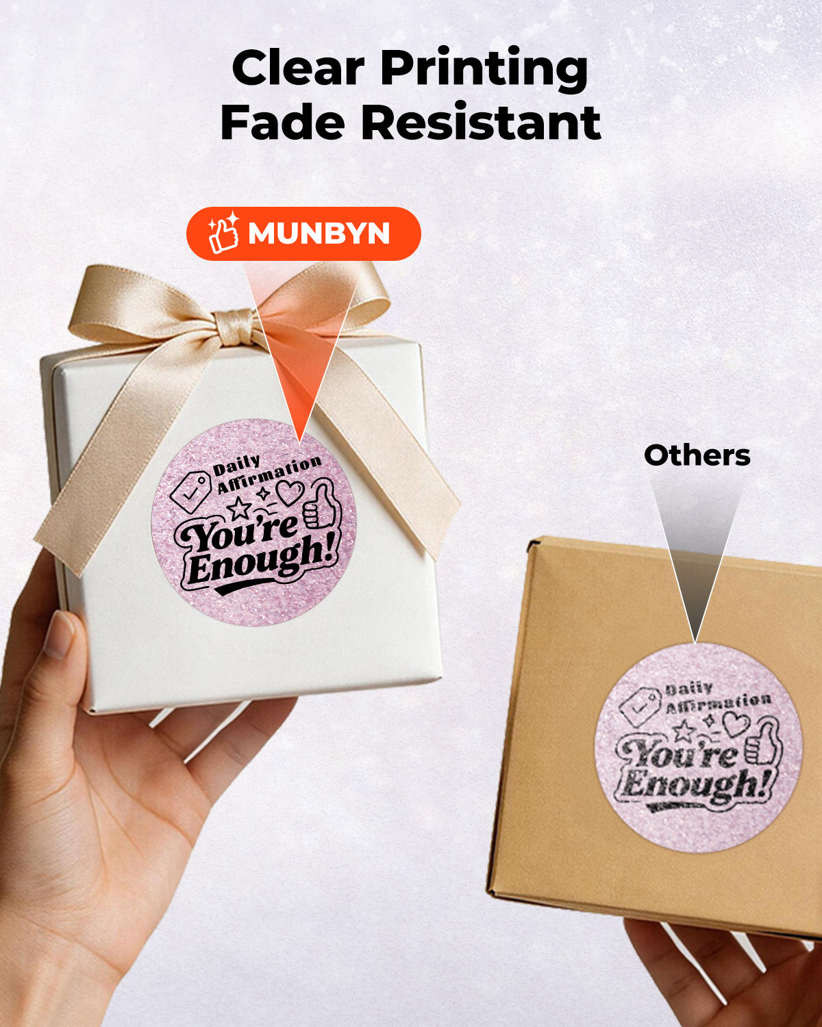 MUNBYN Étiquettes thermiques scintillantes 2" pour autocollants de branding