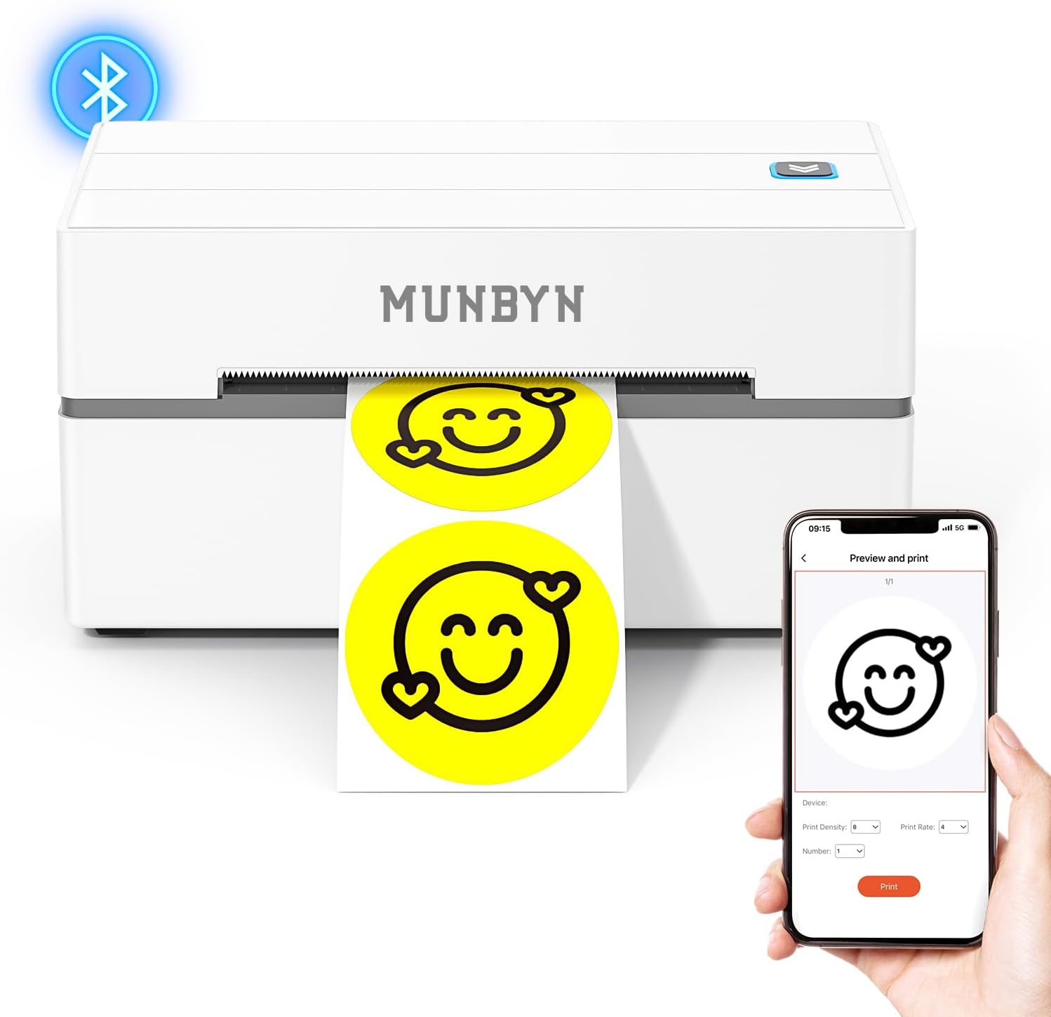 MUNBYN 130B Bluetooth Etikettendrucker Thermodrucker