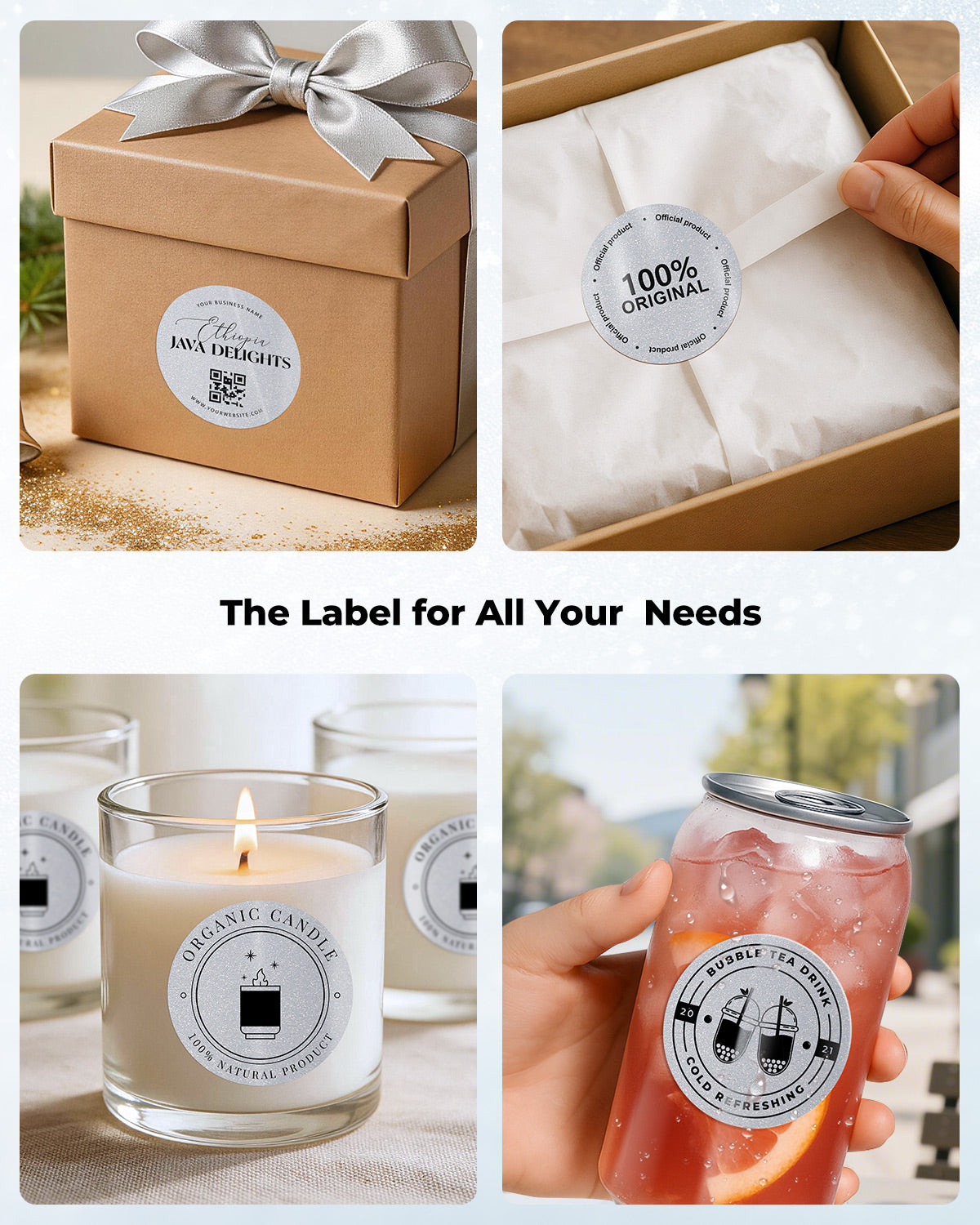 MUNBYN Étiquettes thermiques scintillantes 2" pour autocollants de branding