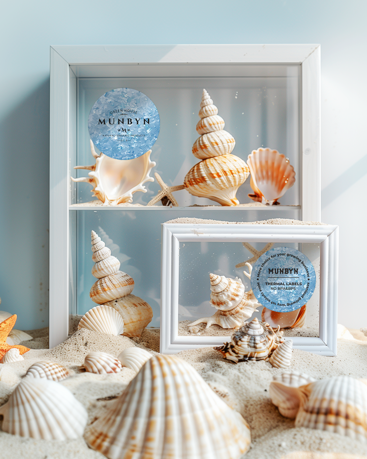 2" Muschelmuster Etiketten