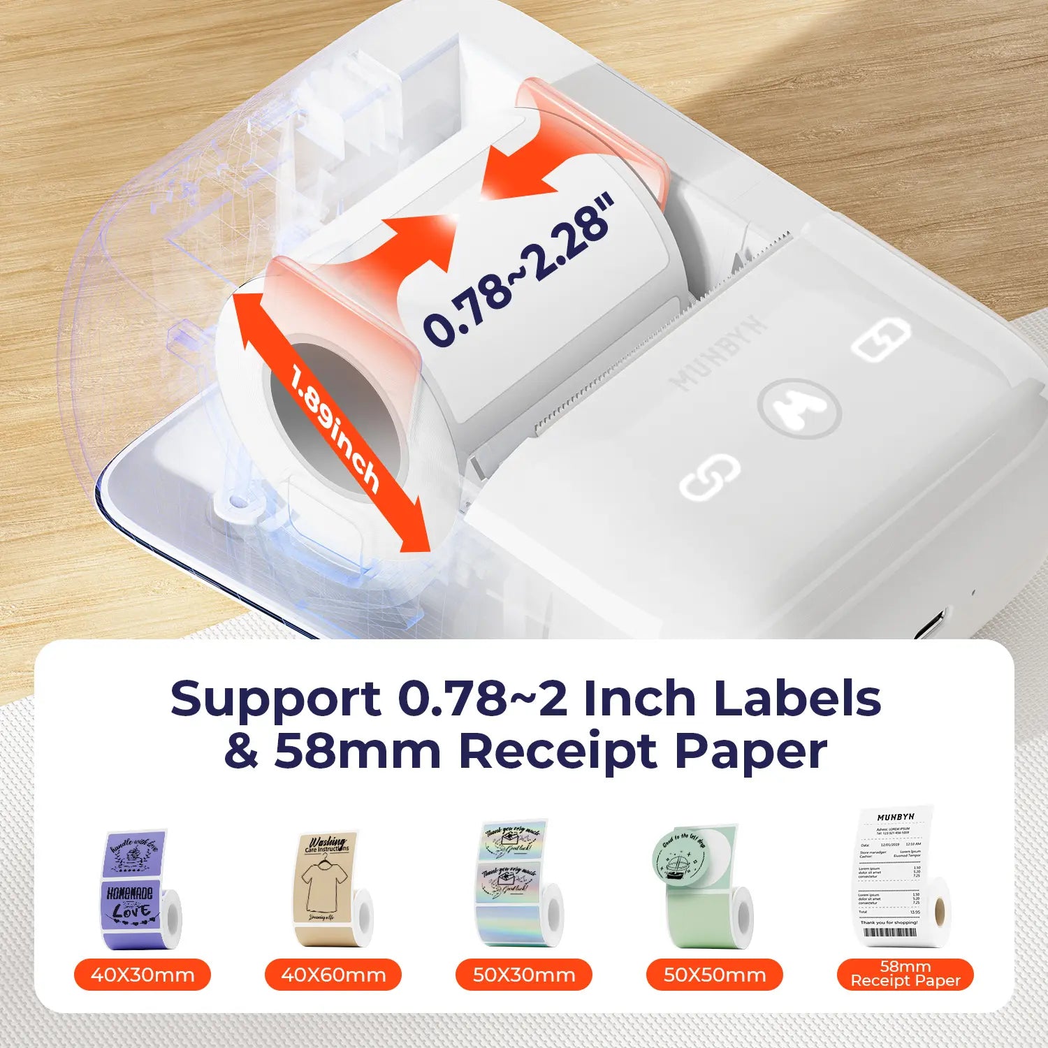 Munbyn Bluetooth tragbarer Thermodrucker FM226