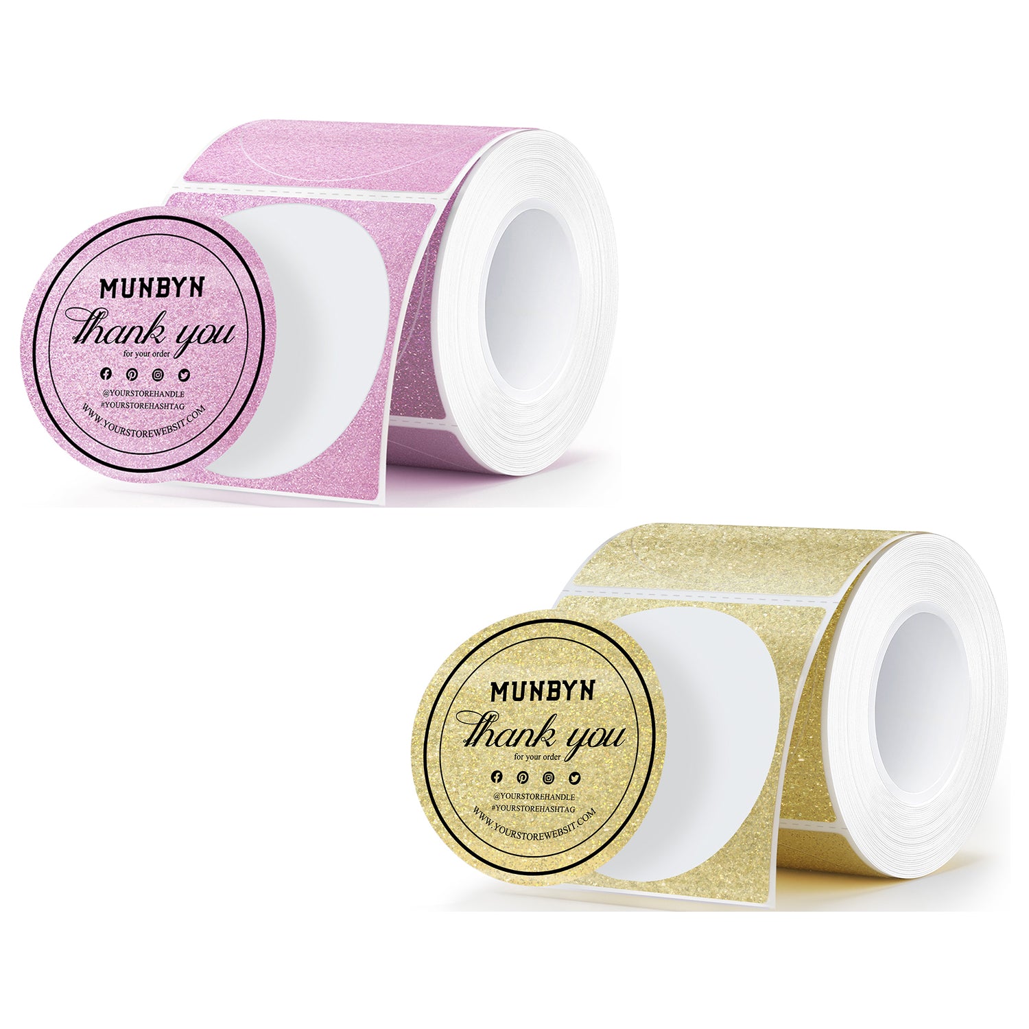 MUNBYN Étiquettes thermiques scintillantes 2" pour autocollants de branding