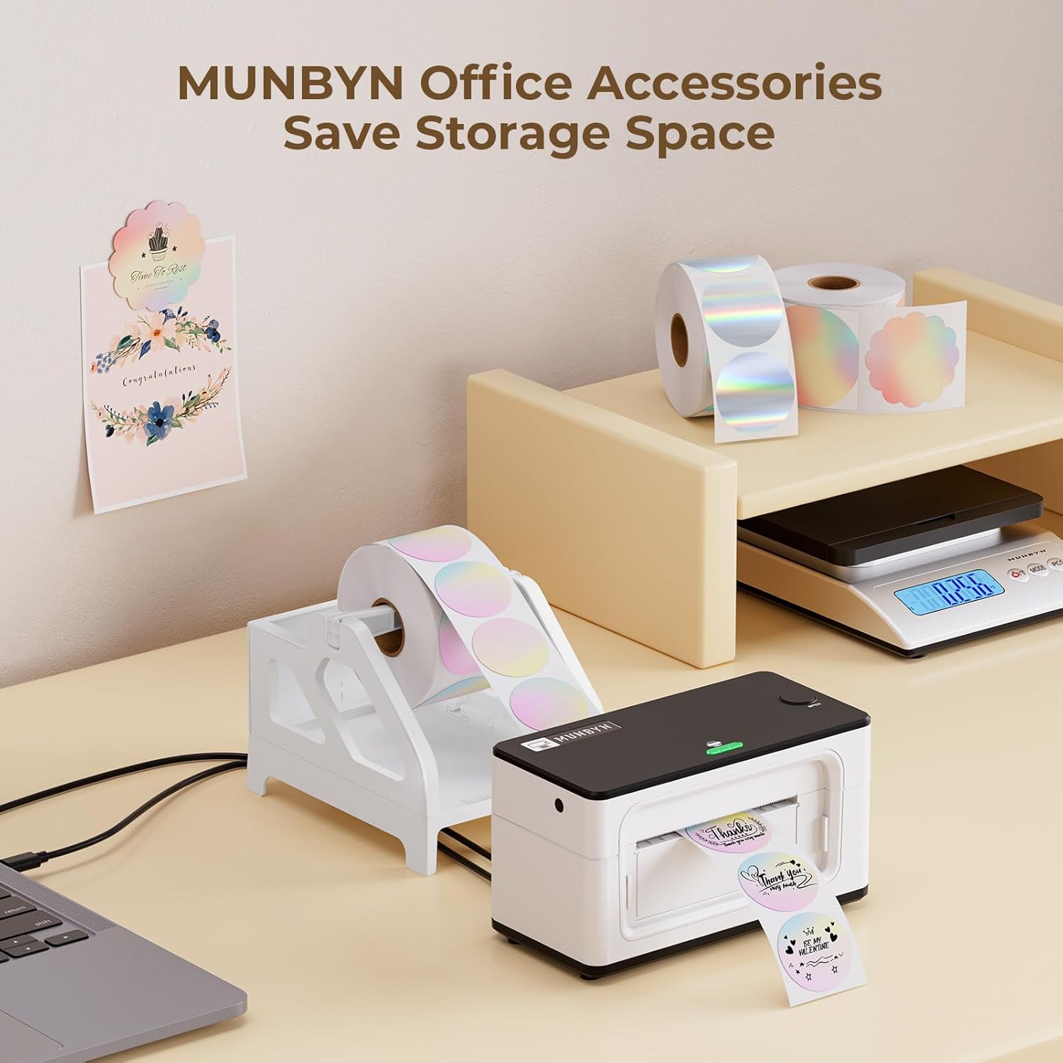 MUNBYN ILH01 support d'étiquettes pour étiquettes en rouleau et fanfold