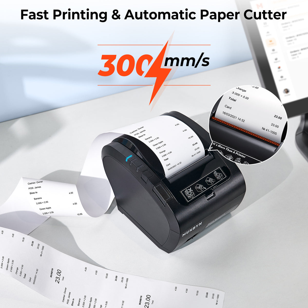MUNBYN 047P-USEB Bluetooth Receipt Printer with MFi Certification