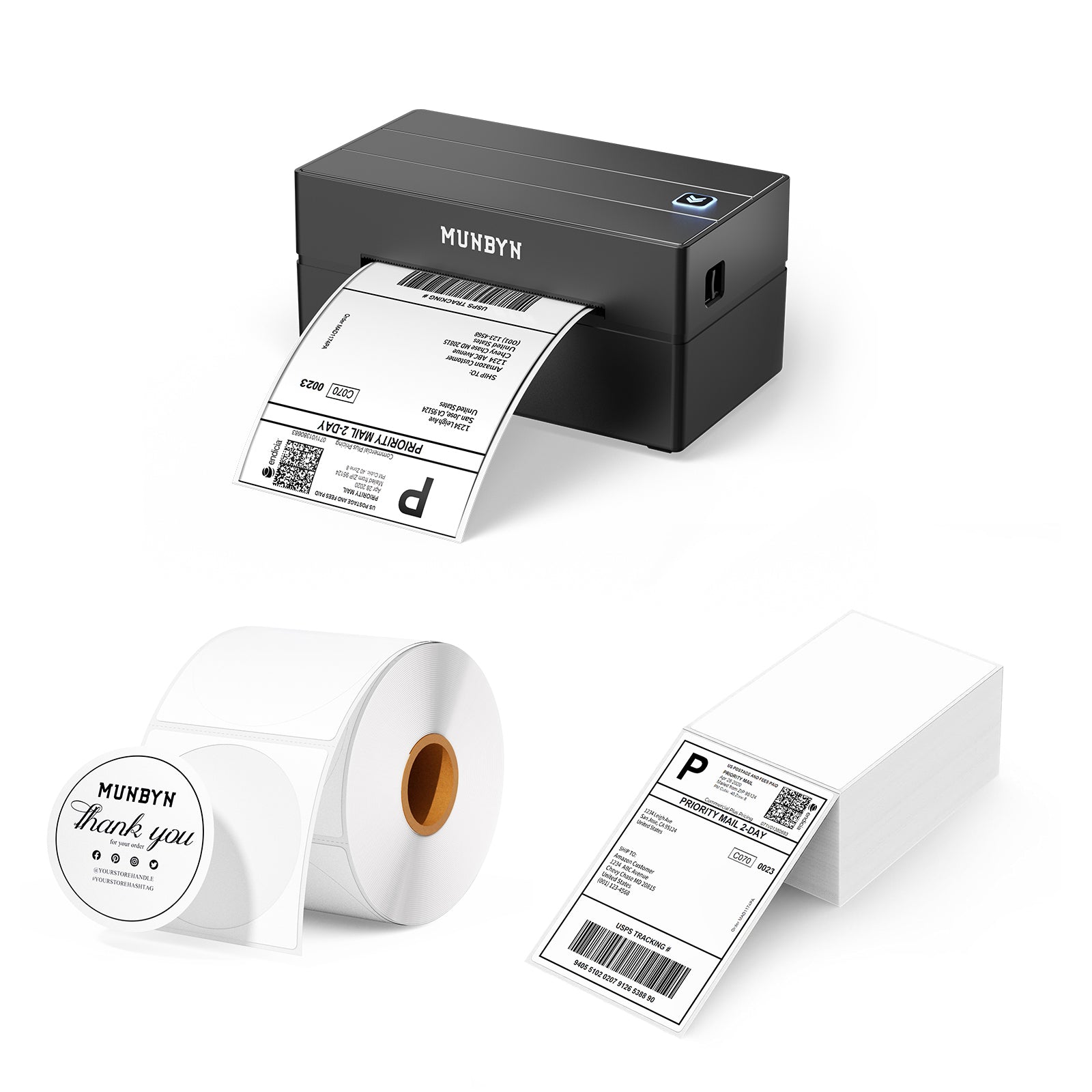 MUNBYN 130B Bluetooth Etikettendrucker Thermodrucker Sets