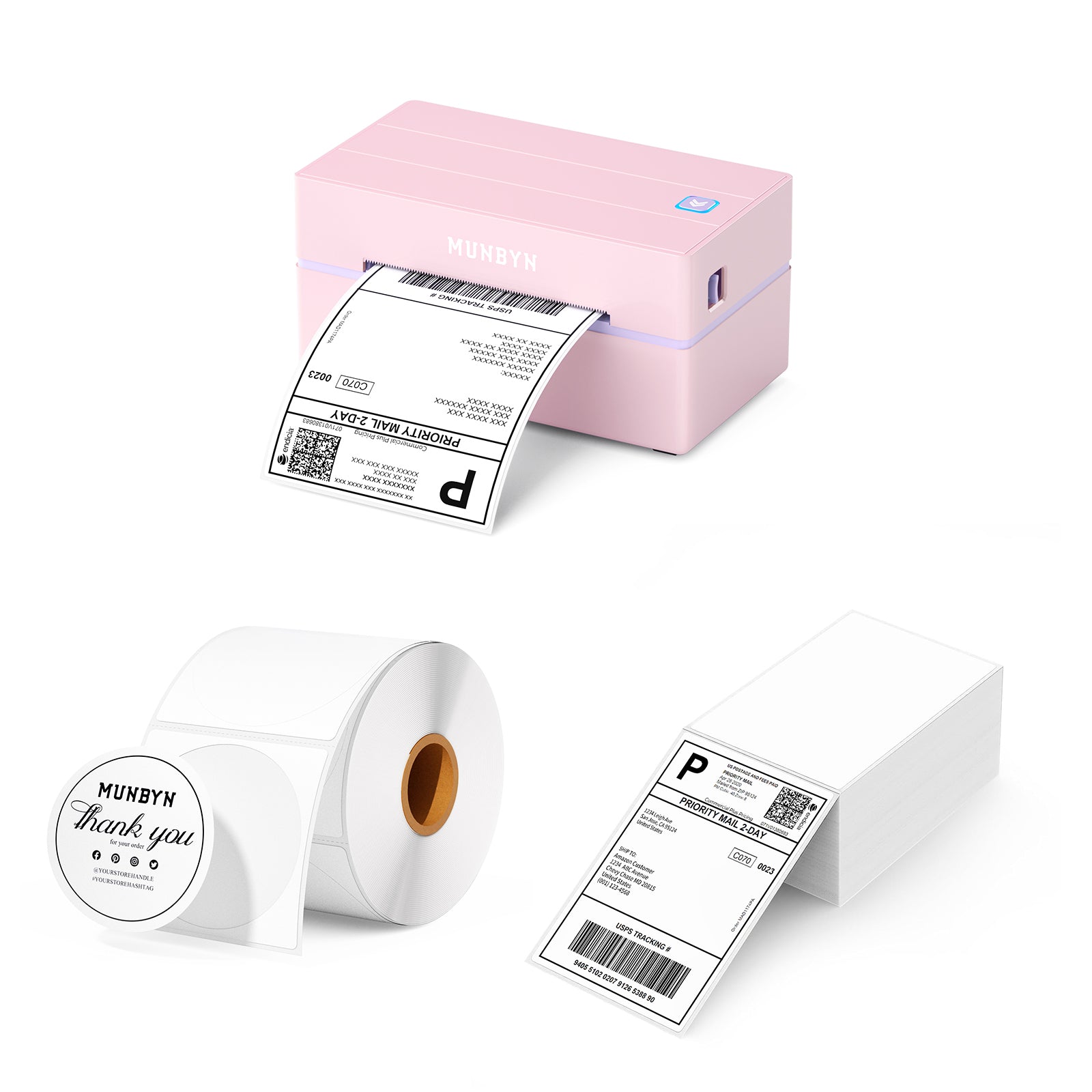 MUNBYN 130B Bluetooth Etikettendrucker Thermodrucker Sets
