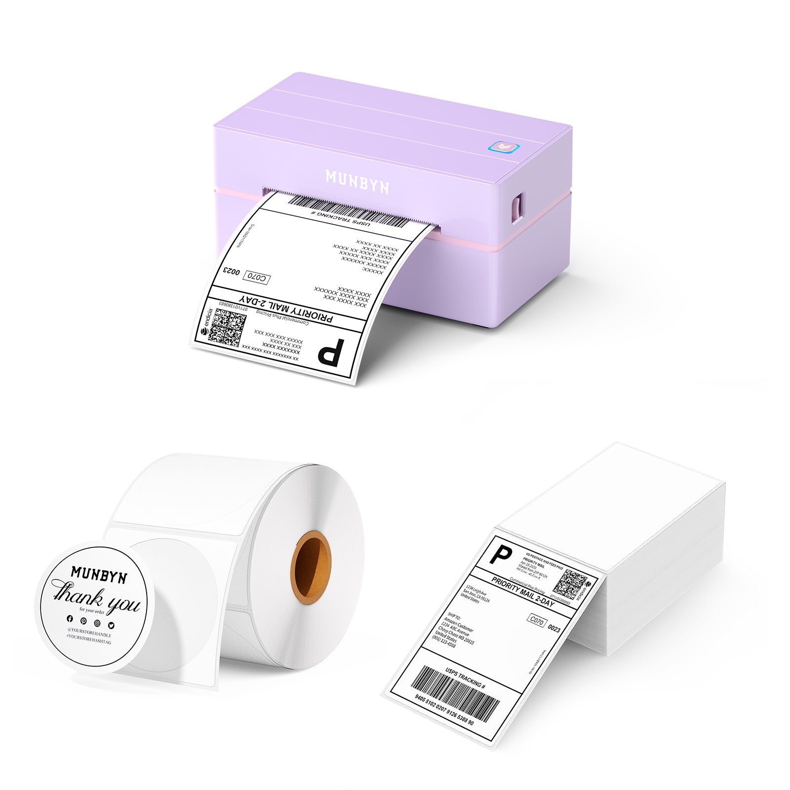 MUNBYN 130B Bluetooth Etikettendrucker Thermodrucker Sets