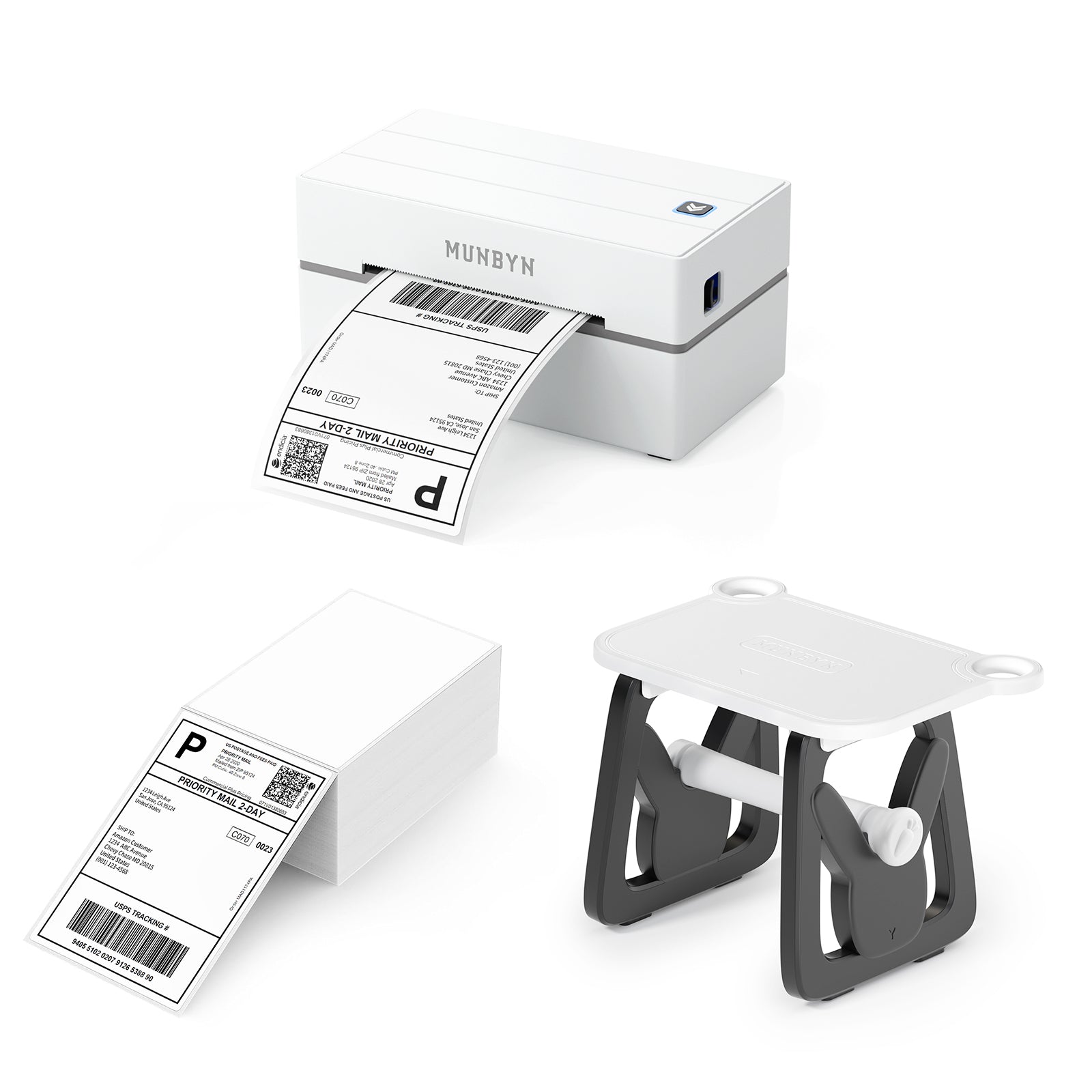 Kit d'imprimante thermique Bluetooth MUNBYN RW130B pour exp?dition et ?tiquettes simples