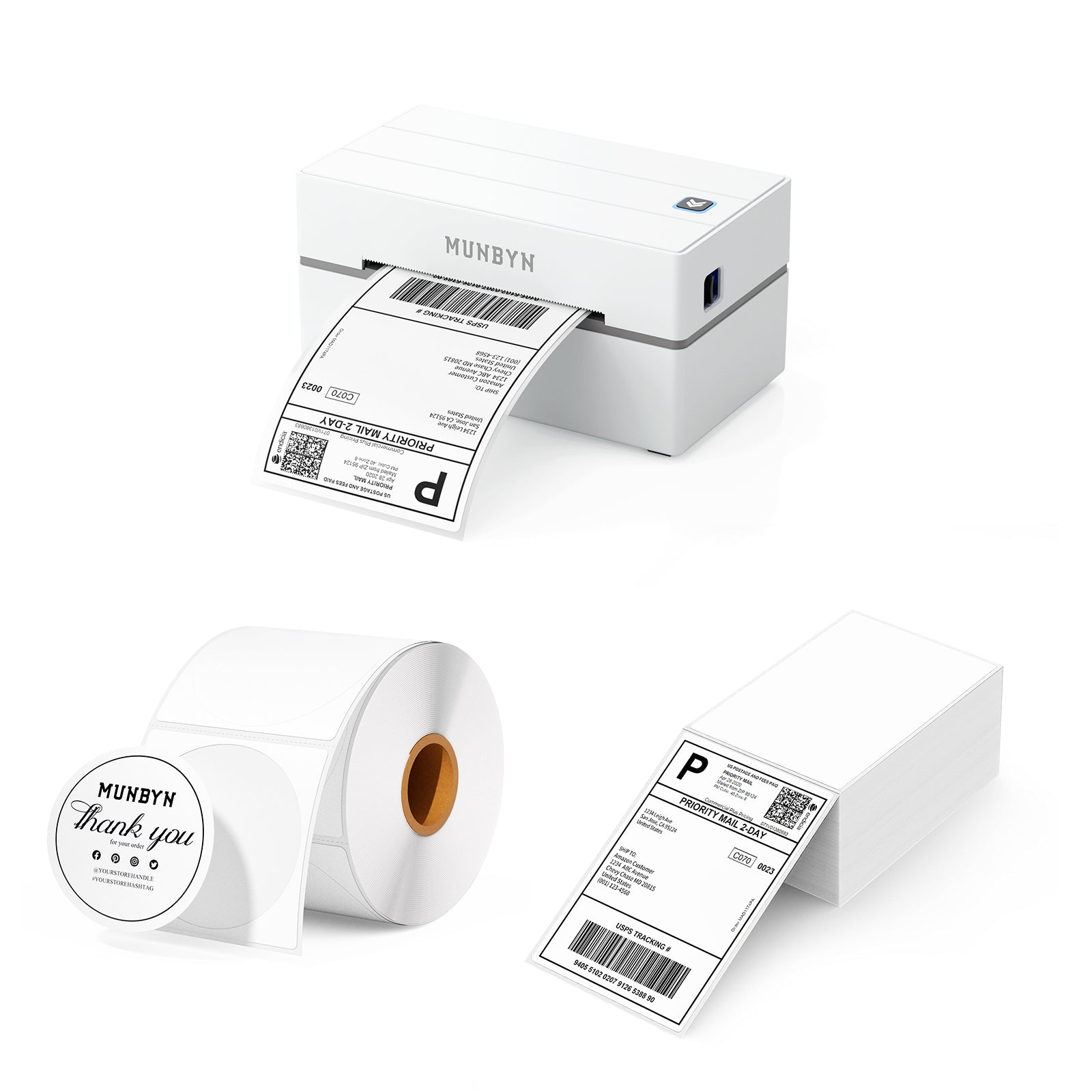 MUNBYN 130B Bluetooth Etikettendrucker Thermodrucker Sets
