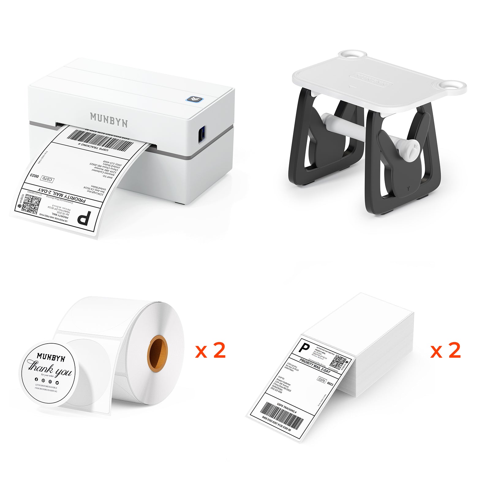 MUNBYN 130B Bluetooth Etikettendrucker Thermodrucker Sets