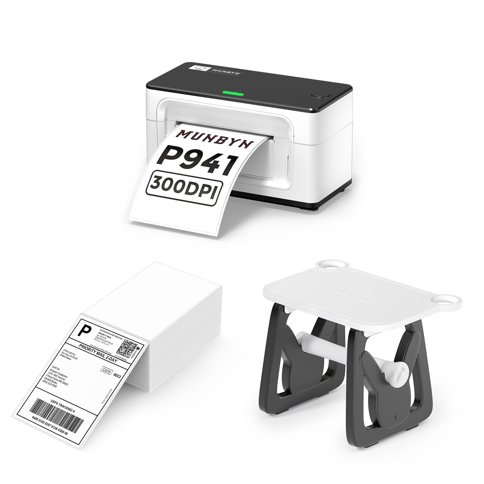 MUNBYN RW941BP 300DPI Bluetooth Thermal Label Printer Kit for Product Labels