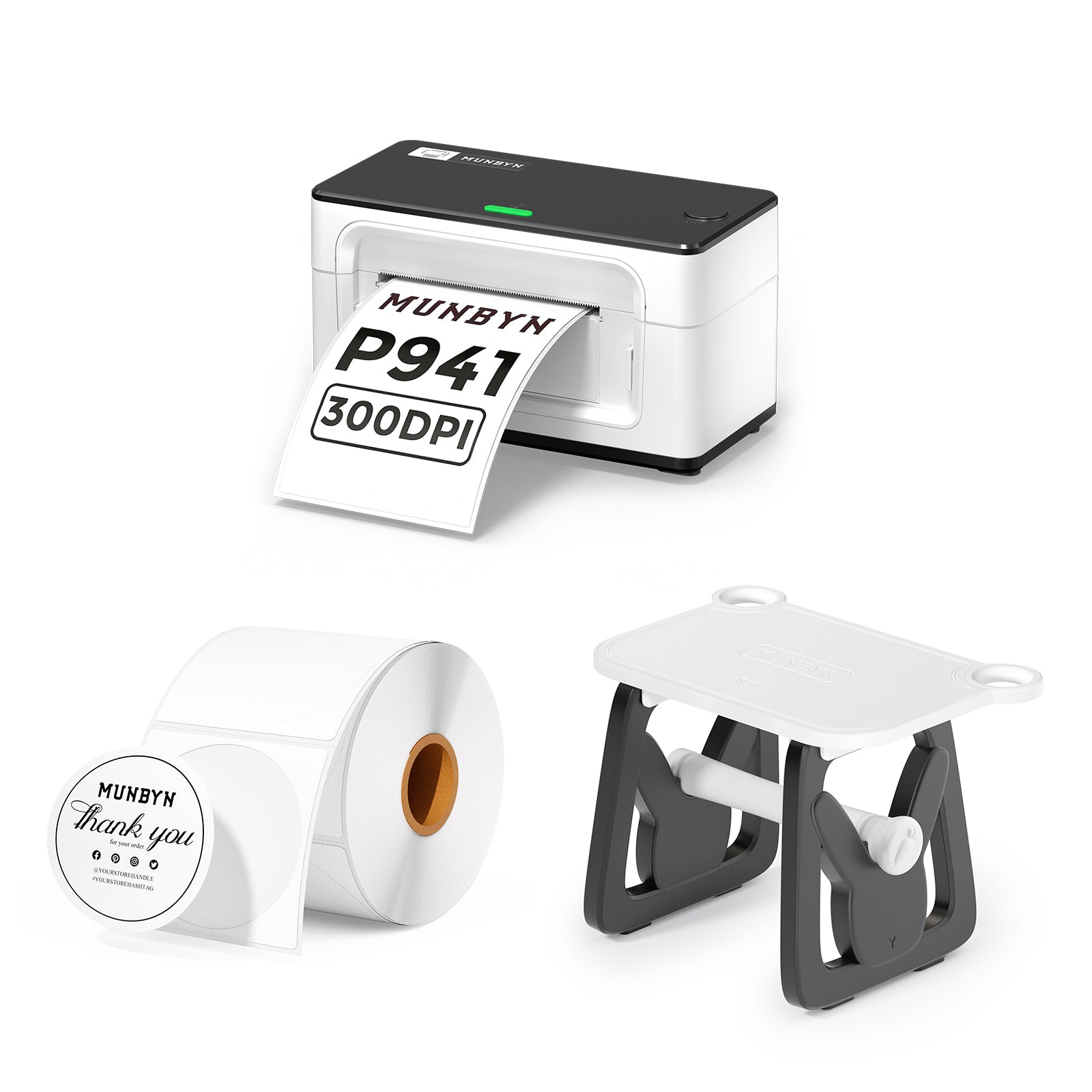 MUNBYN RW941BP 300DPI Bluetooth Thermal Label Printer Kit for Product Labels