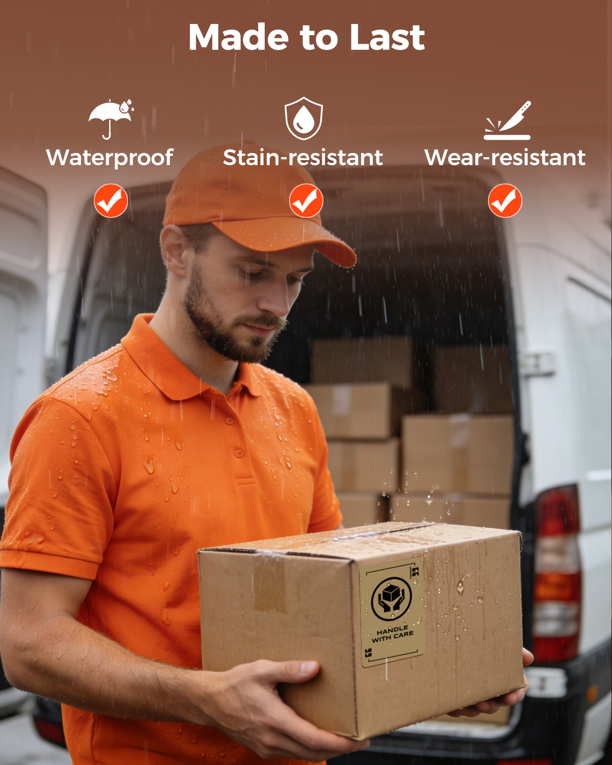 4” X 3” Thermo-Etiketten Braun