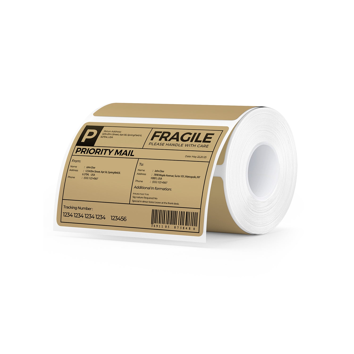 4” X 3” Thermo-Etiketten Braun