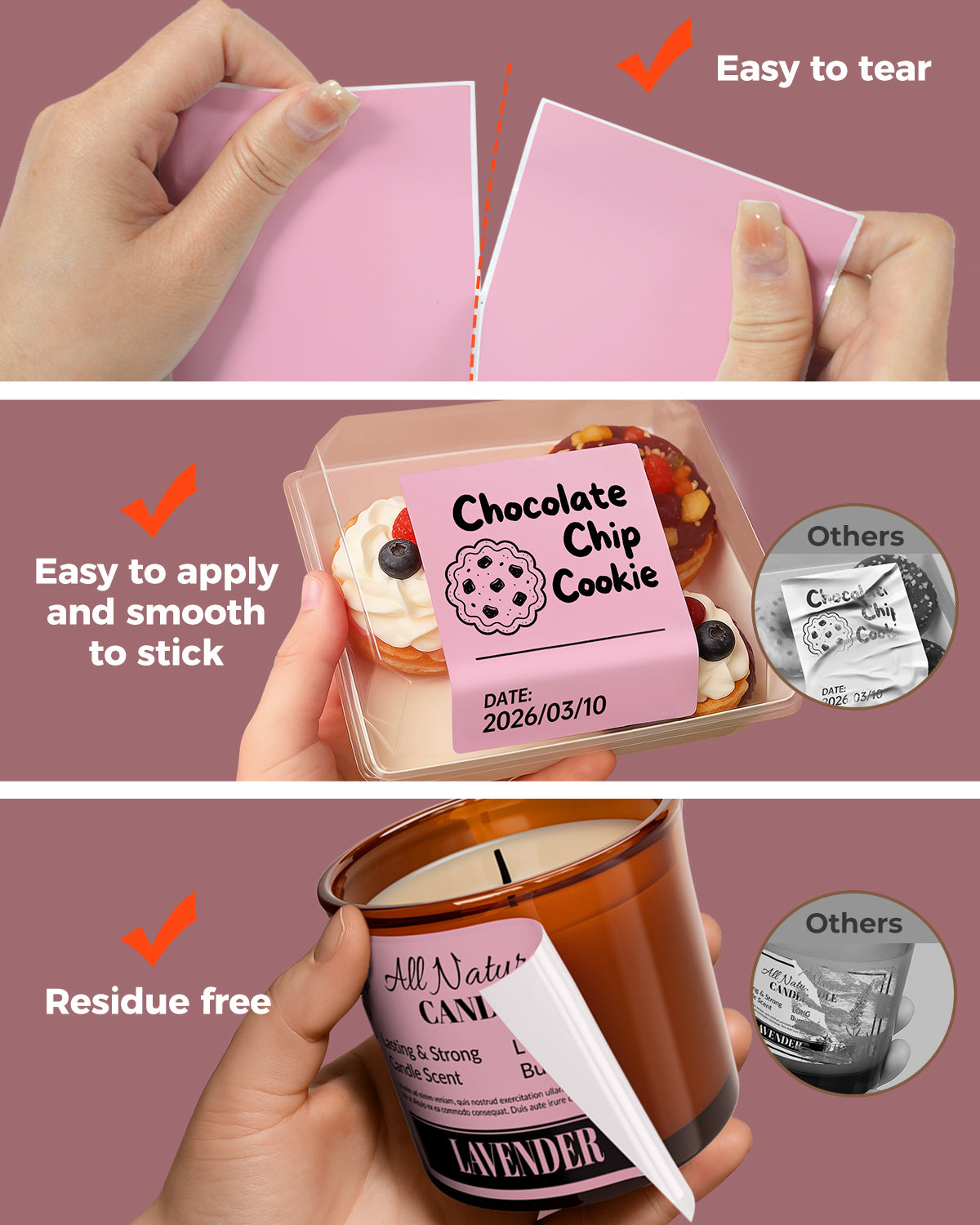 4” X 3” Thermo-Etiketten Rosa