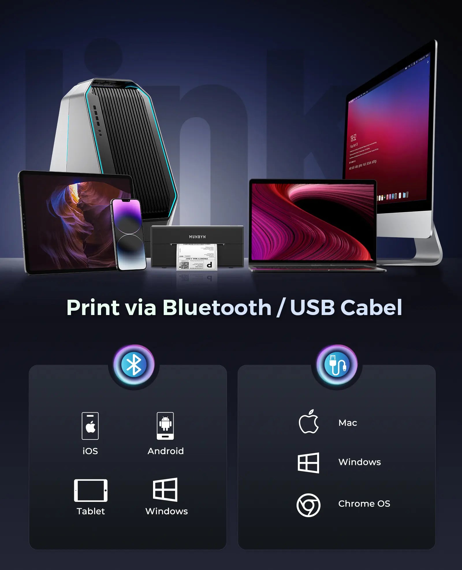 MUNBYN 129B Bluetooth Etikettendrucker Thermodrucker