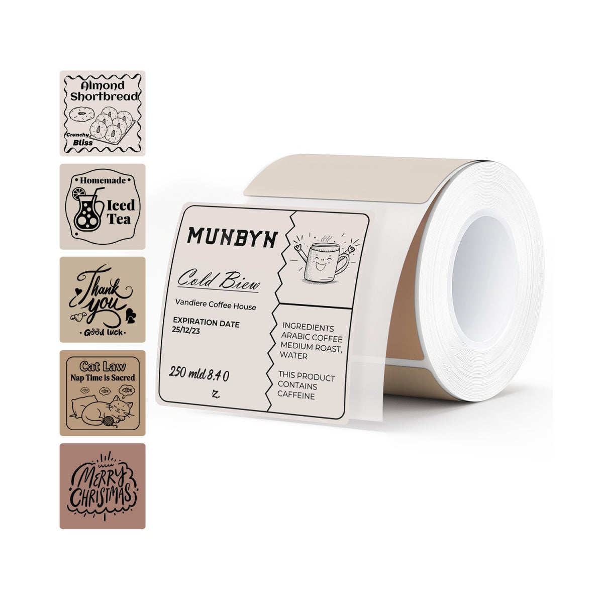 MUNBYN Etiquetas cuadradas Morandi de 2" en 5 colores para velas y repostería