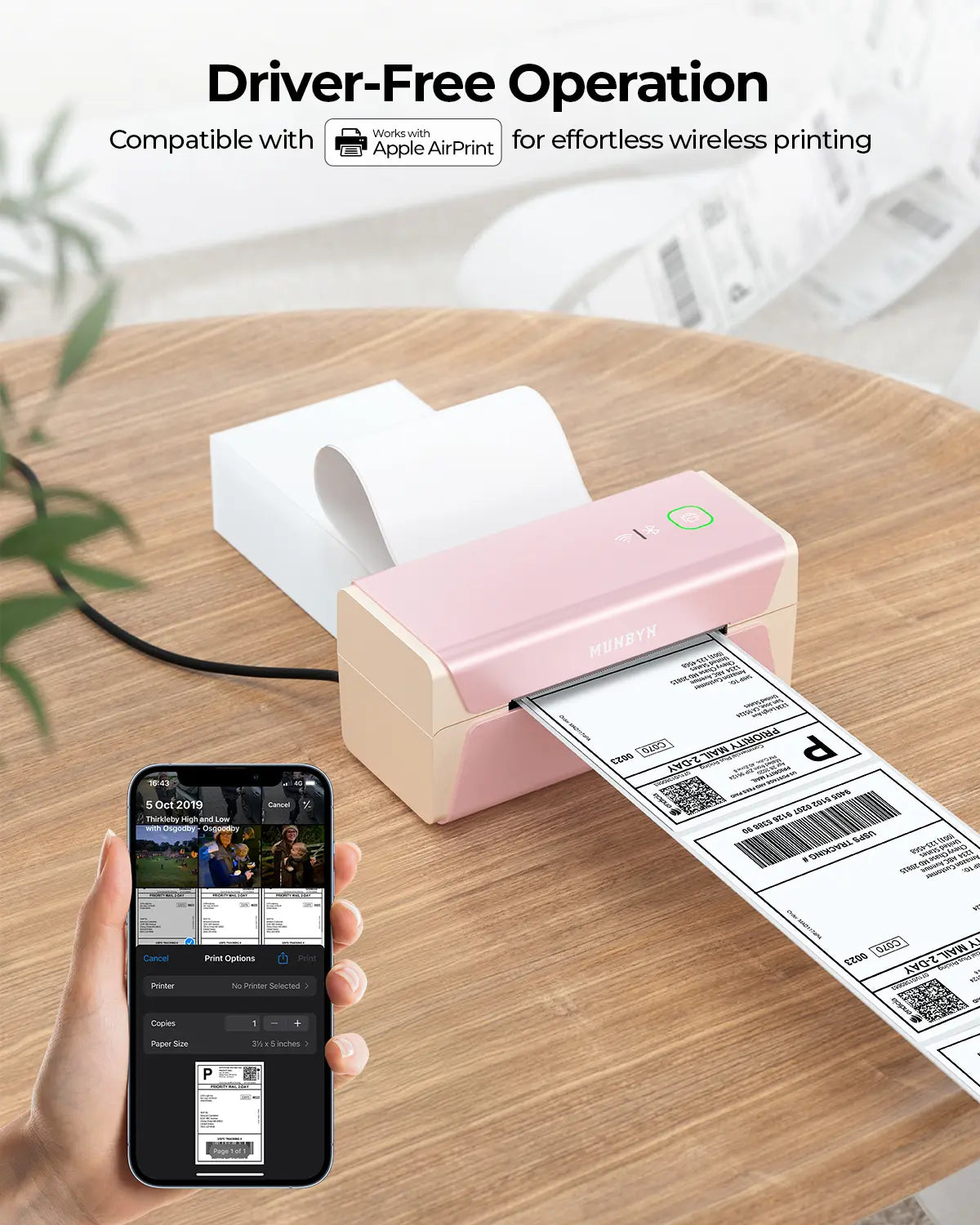 MUNBYN 401AP Airprint Etikettendrucker Thermodrucker 300DPI