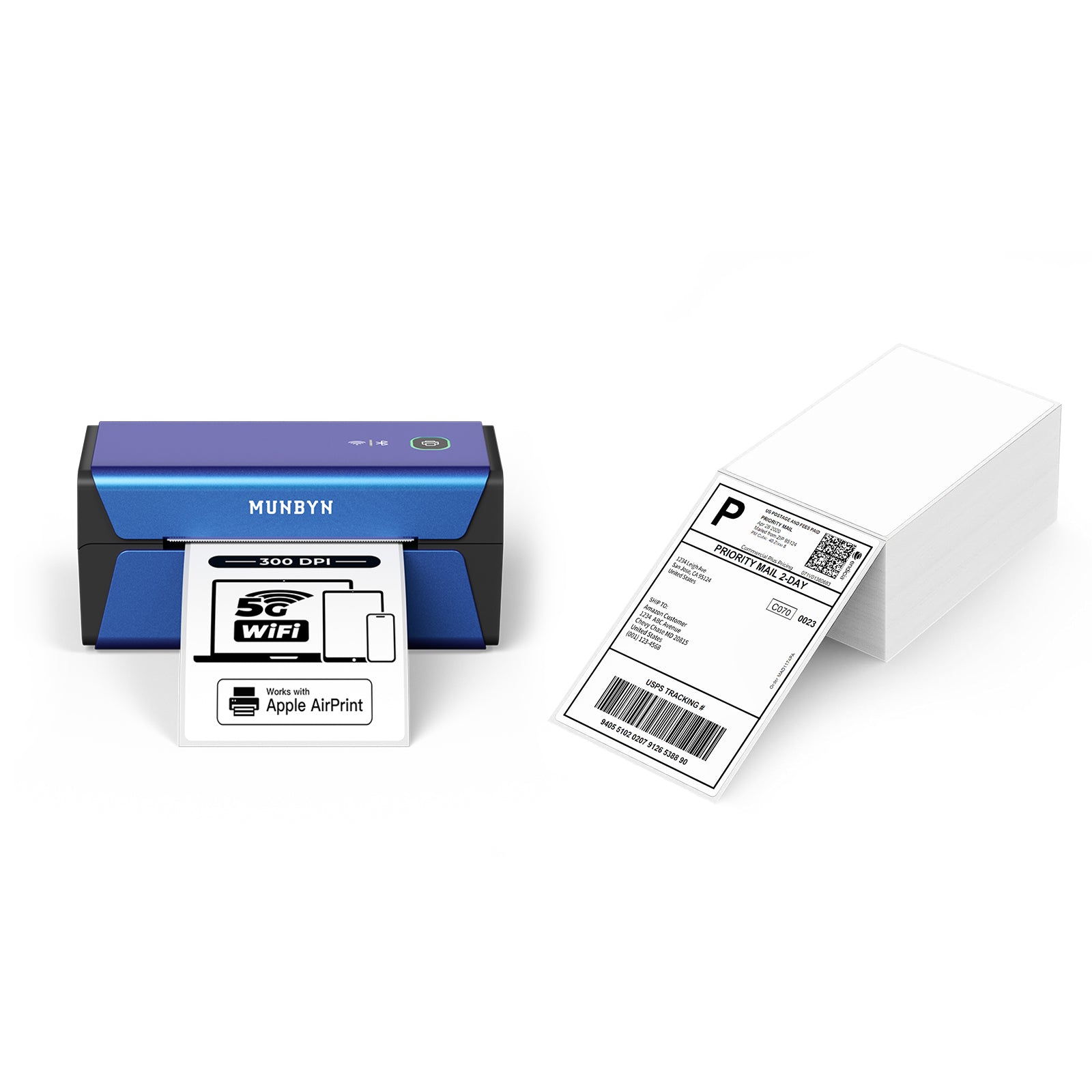 MUNBYN 401AP Airprint Etikettendrucker Thermodrucker 300DPI