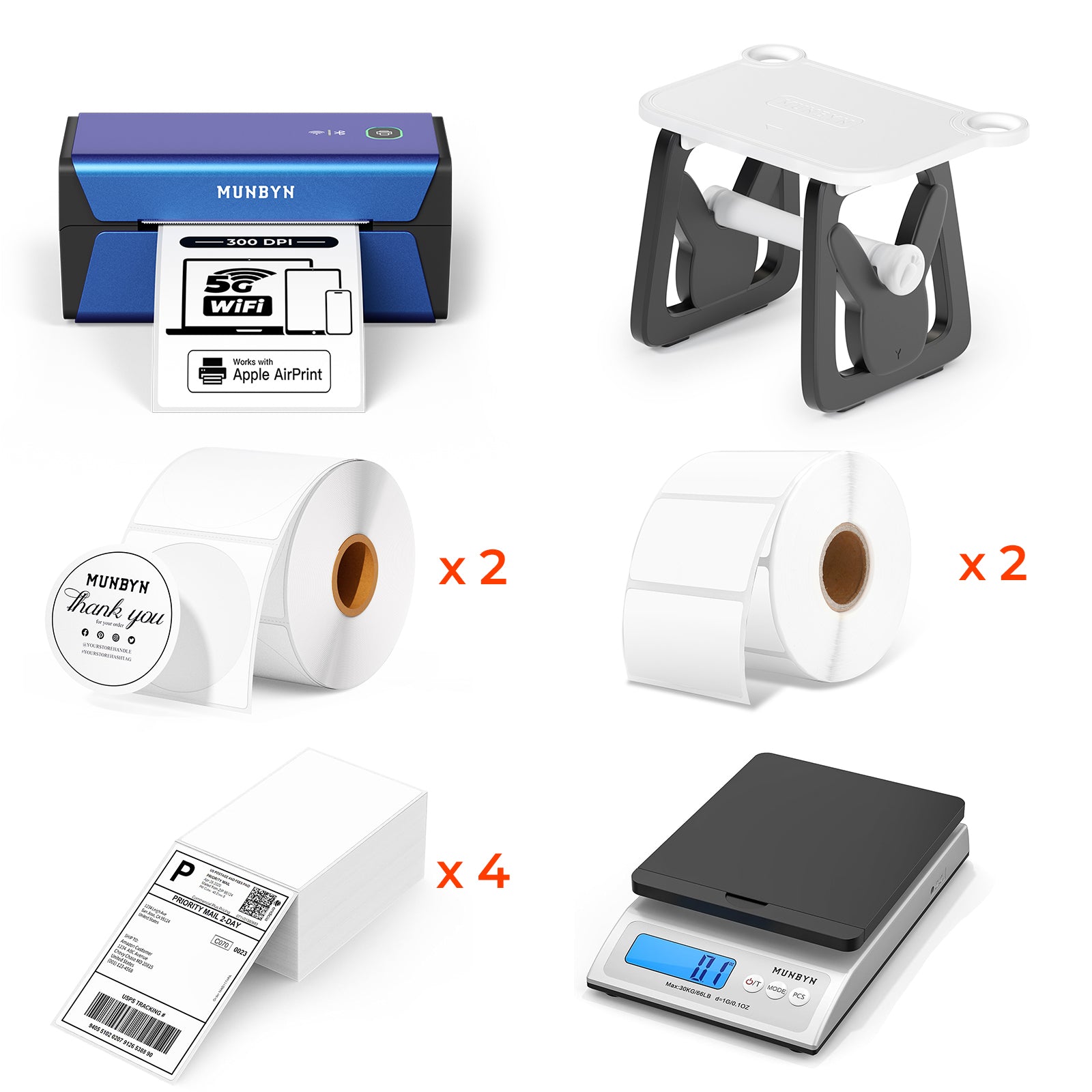 MUNBYN 401AP Airprint Etikettendrucker Thermodrucker Sets