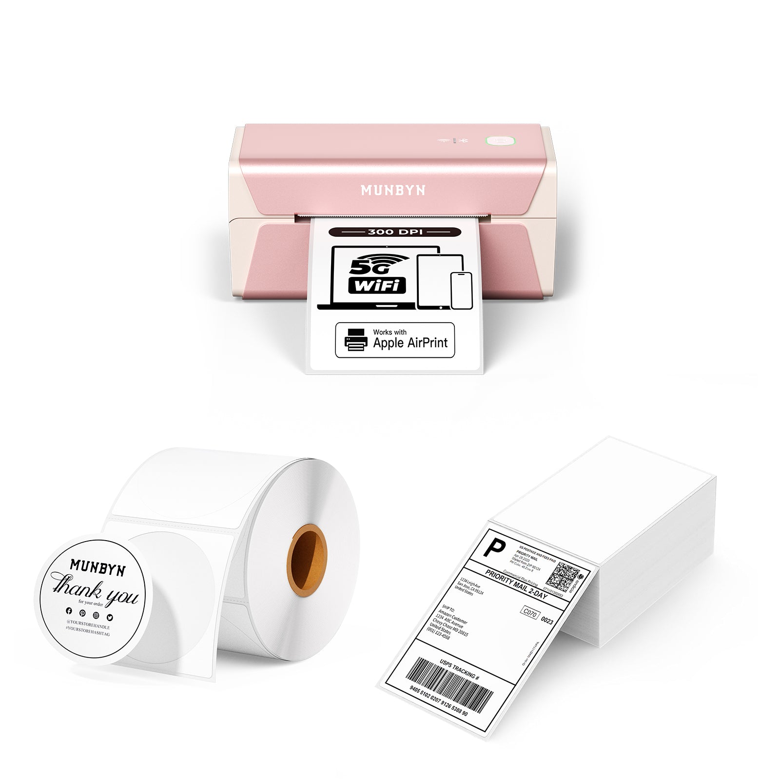 MUNBYN 401AP Airprint Etikettendrucker Thermodrucker Sets