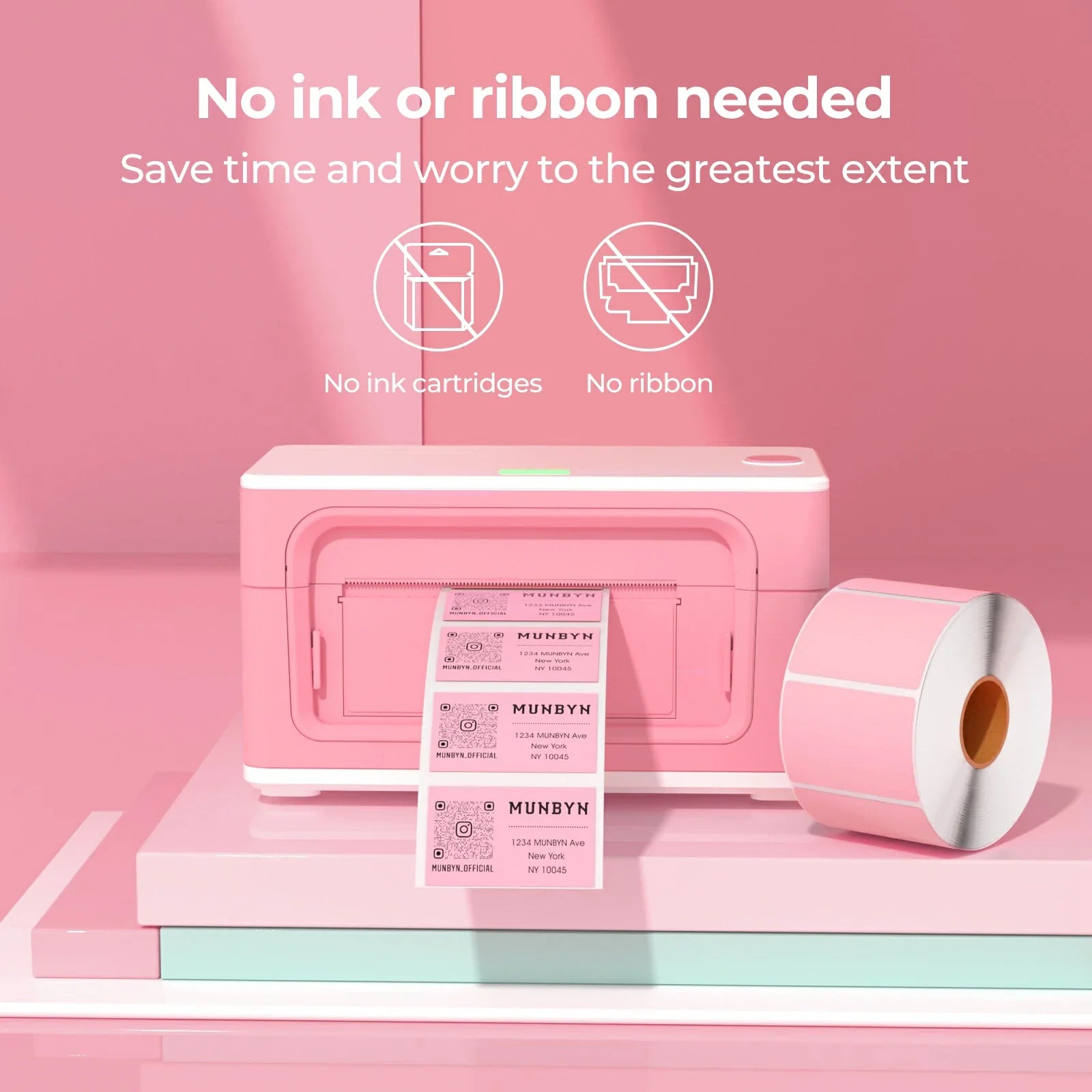 Die rechteckigen MUNBYN-Etiketten enthalten kein BPA und BPS, erfordern keine Tinte und sind umweltfreundlich sowie harmlos.