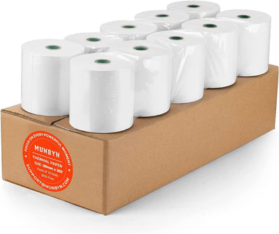 MUNBYN 80 × 50 mm Thermopapier für alle 80-mm-Thermodrucker (10 Stück)