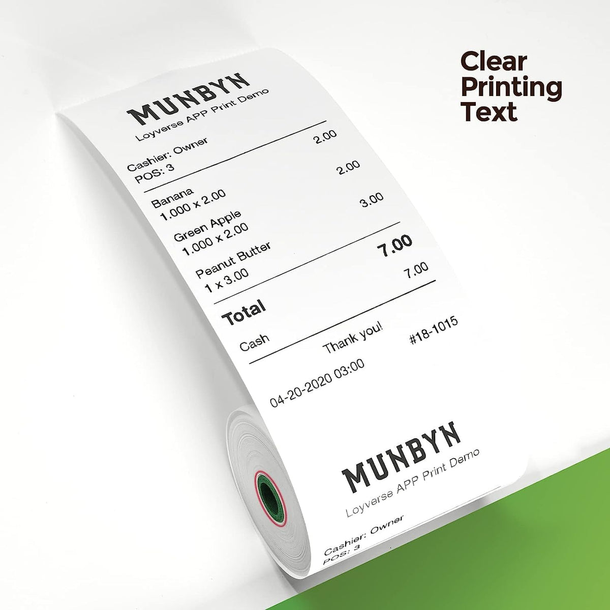 MUNBYN 80 × 50 mm Thermopapier für alle 80-mm-Thermodrucker (10 Stück)