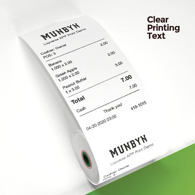 MUNBYN 80 × 50 mm Thermopapier für alle 80-mm-Thermodrucker (10 Stück)