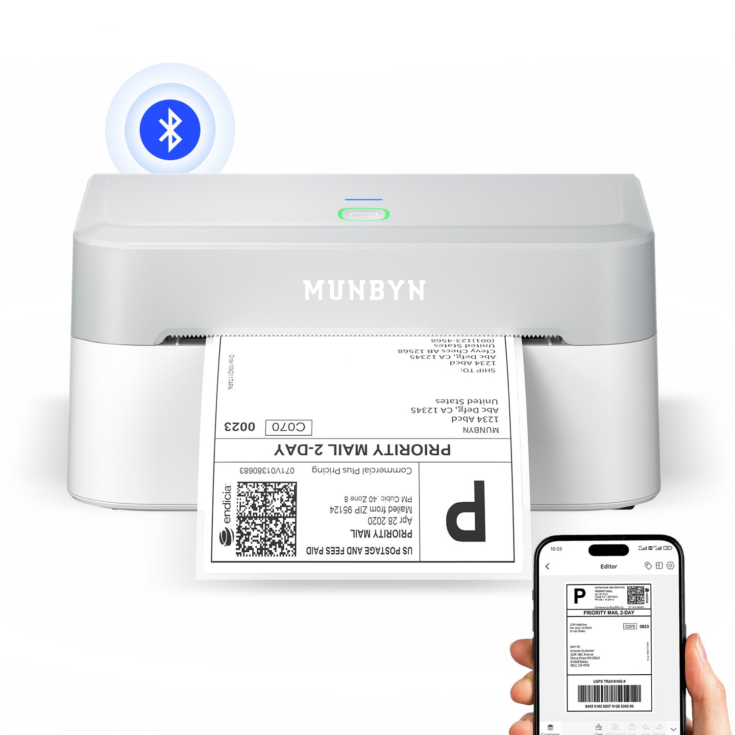 MUNBYN 403B Bluetooth Etikettendrucker, Labeldrucker Thermodrucker