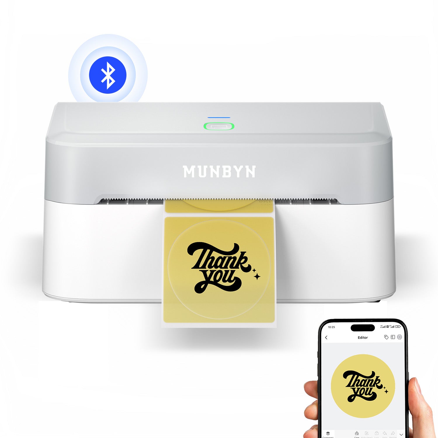 MUNBYN 403B Bluetooth Etikettendrucker, Labeldrucker Thermodrucker