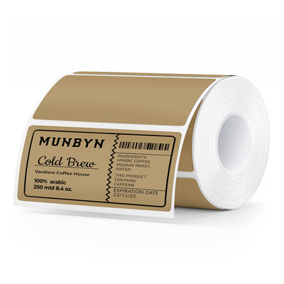 MUNBYN RealWriter 403B Bluetooth Drucker & 4x2 Etiketten Handgemacht Produkt Starter Set