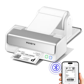 MUNBYN RealWriter 405B Bluetooth-Thermodrucker mit austauschbarem Druckkopf und Etikettenhalter