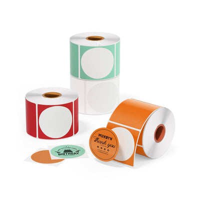 MUNBYN 2" ronde thermische labels voor product, logo en multifunctionele stickers