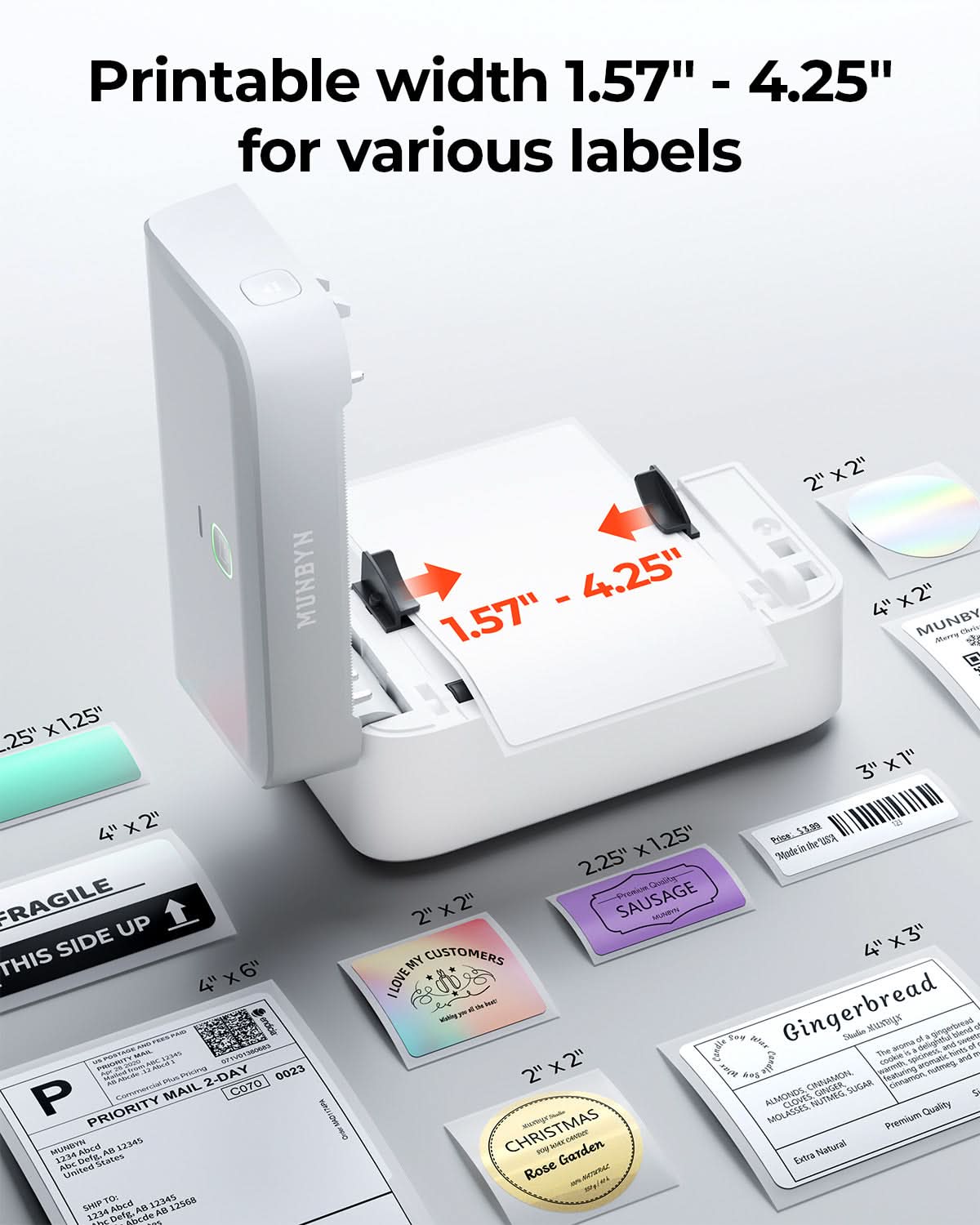 MUNBYN 403B Bluetooth Etikettendrucker, Labeldrucker Thermodrucker Set
