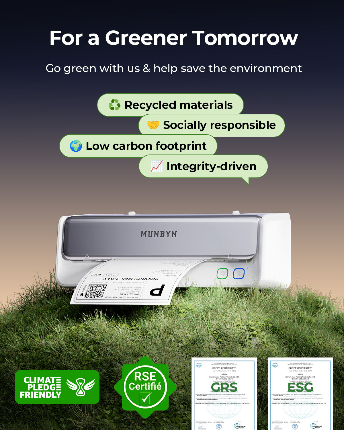 MUNBYN RealWriter 405B Bluetooth Drucker & Morandi Etiketten Bäckerei Verpackung Profi Set