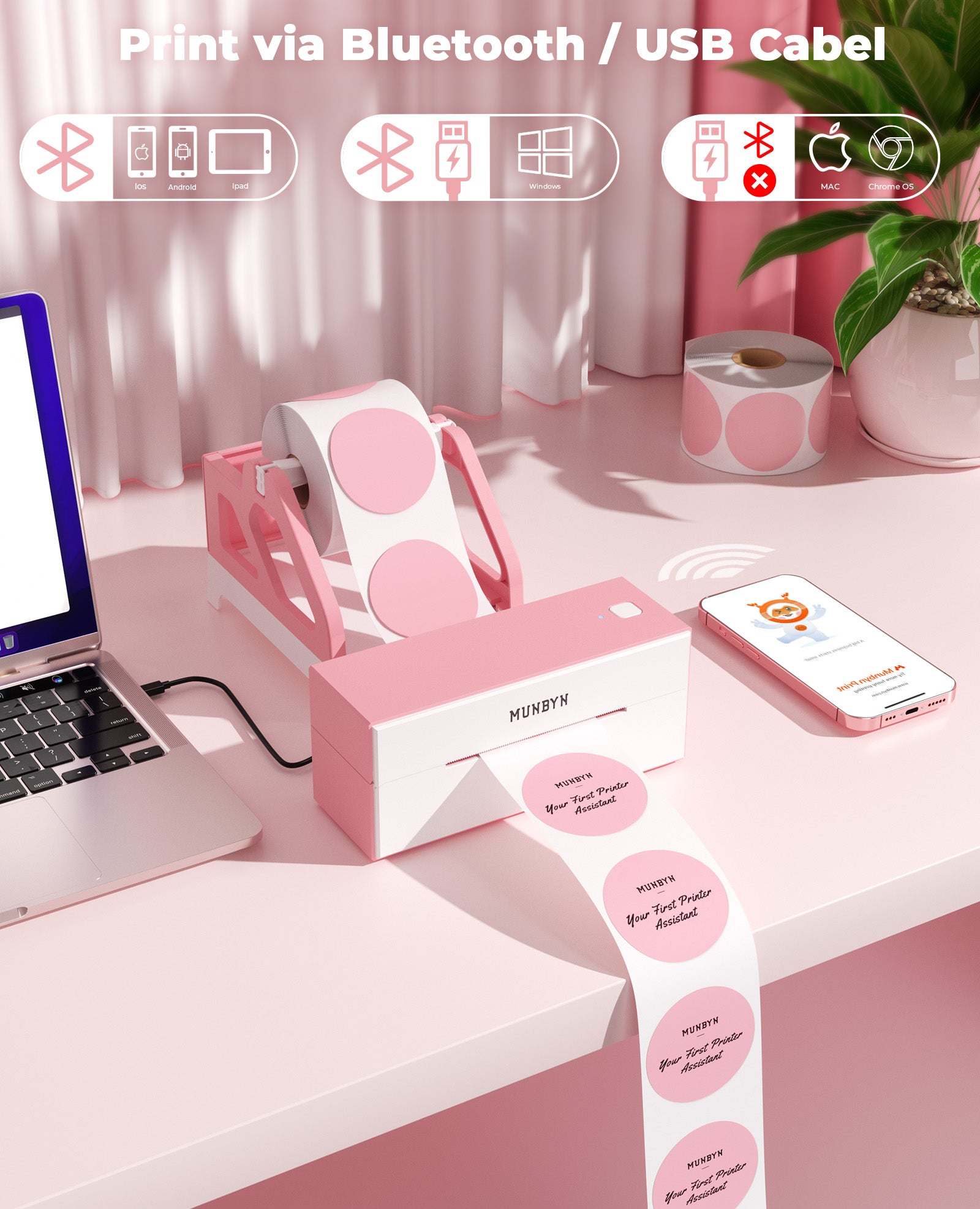 MUNBYN 129B Bluetooth Etikettendrucker Thermodrucker