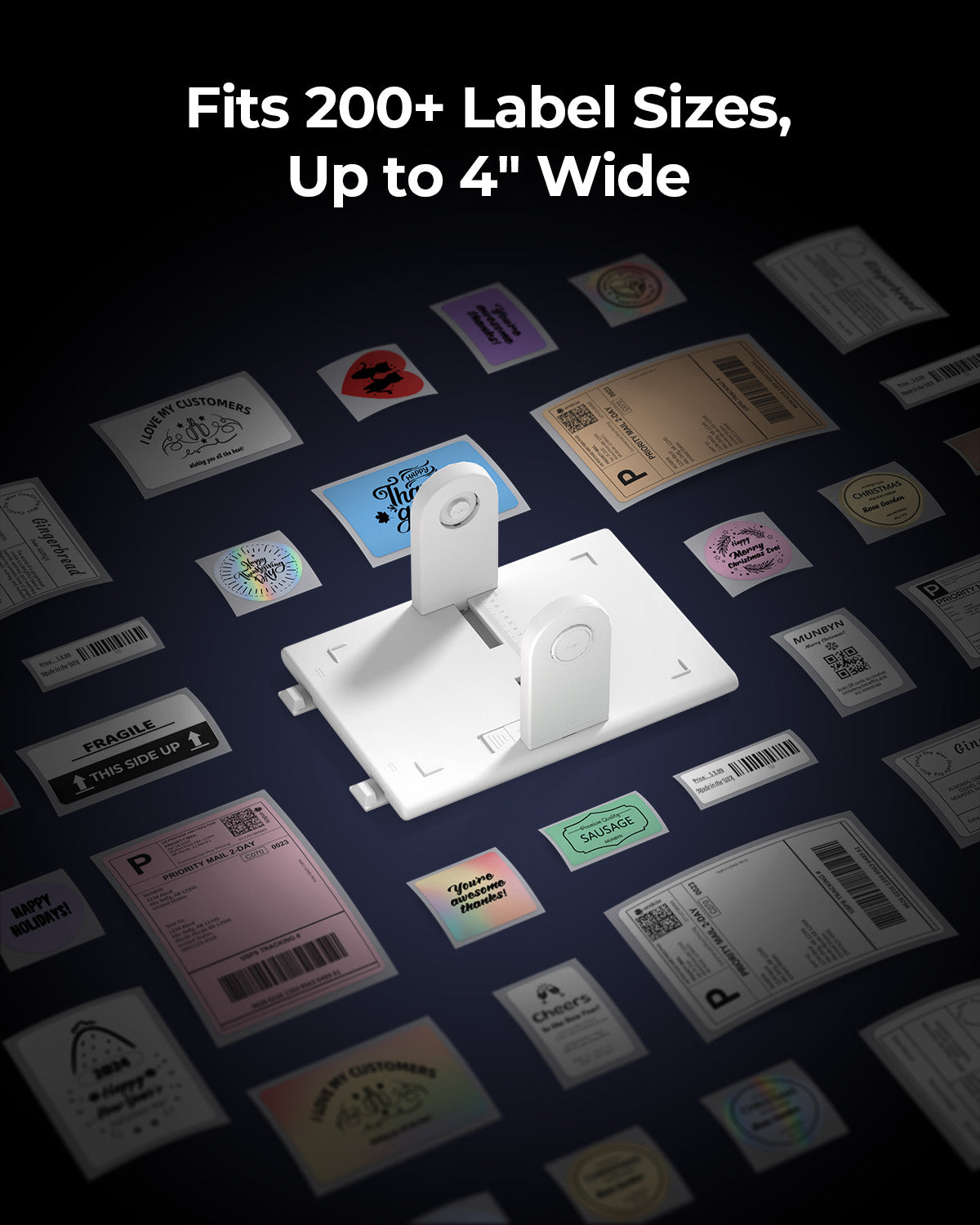 MUNBYN RealWriter 405B Bluetooth-Thermodrucker mit austauschbarem Druckkopf und Etikettenhalter