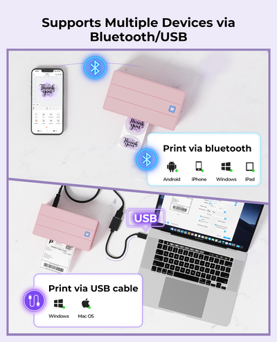 MUNBYN 130B Bluetooth Thermal Label Printer & Morandi Labels TikTok Packaging & Branding Classic Set
