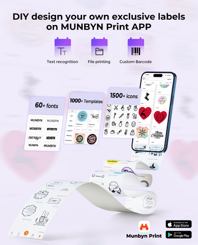 MUNBYN 130B Bluetooth Thermal Label Printer & Morandi Labels TikTok Packaging & Branding Classic Set