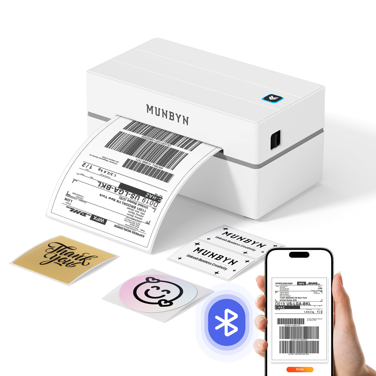 MUNBYN 130B Bluetooth Etikettendrucker Thermodrucker